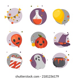 Set of icons for social networks halloween design.Vector