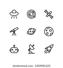 set of icons space and astronomy