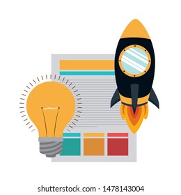 set of icons with space rocket