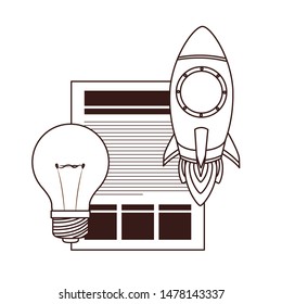 set of icons with space rocket