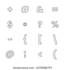 conjunto de iconos carácter especial