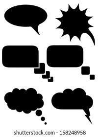 set icons speech bubbles dreams black silhouette vector illustration isolated on white background