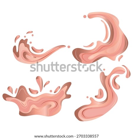 set of icons of splashes and various streams with a metal texture, namely with a copper texture, for backgrounds for awards, achievements or rating icons	