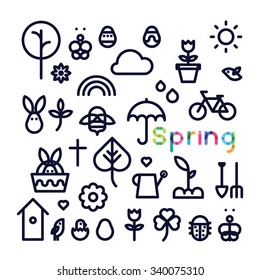 set of icons spring