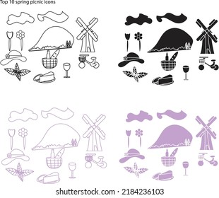 set of icons. Spring picnic icons. use this icons on your website or designs.