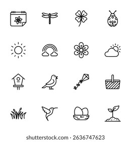 set of icons Spring vector illustration