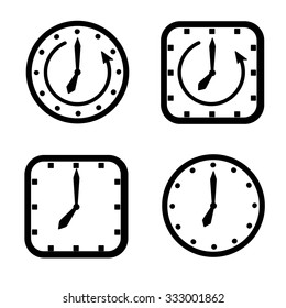 set of icons square and round clock vector illustration