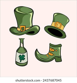 Set of icons of st. patricks day symbols