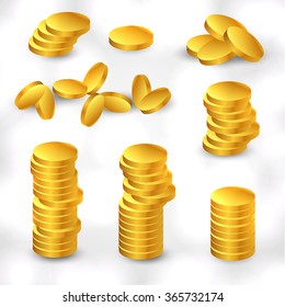 Set Icons Stacks Gold Coins Stock Vector (Royalty Free) 365732174 ...