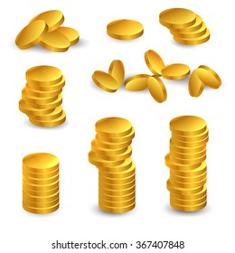 Set of icons stacks of gold coins
