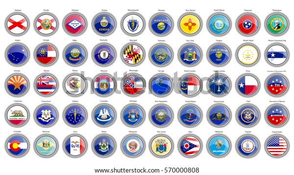 Set Icons States Usa Flags Stock Vector (Royalty Free) 570000808