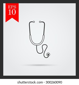 Set of icons with stethoscope, with text on ribbon