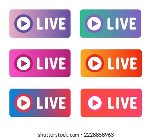 Conjunto de iconos, pegatinas, botones con texto Activo en el fondo del degradado