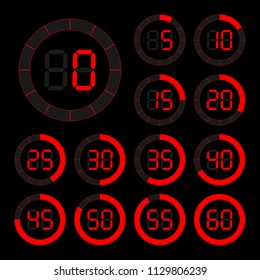 Set of icons stopwatch. The vector illustration.