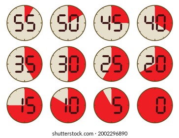 Juego de iconos cronómetro. Ilustración vectorial.