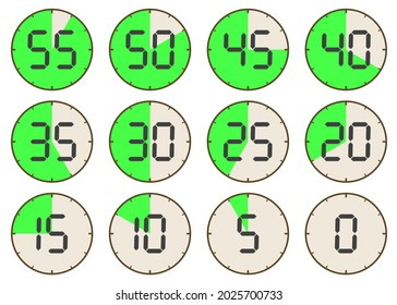 Set of icons stopwatch. The vector illustration.