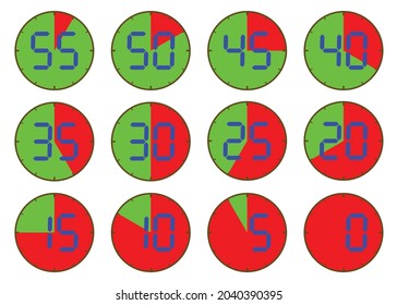 Set of icons stopwatch. The vector illustration.