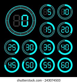Set of icons stopwatch. The vector illustration.