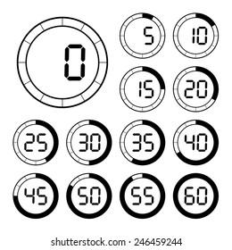 Set of icons stopwatch. The vector illustration.