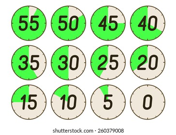 Set of icons stopwatch. The vector illustration.