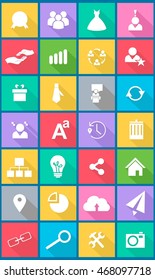 set of icons in style of flat design on the subject of fashion, business etc.