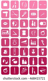 set of icons in the style of a flat design on the theme of beauty and cosmetics.