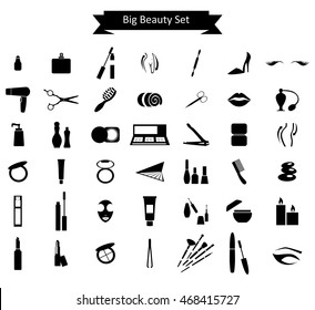 set of icons in the style of a flat design on the theme of beauty and cosmetics.