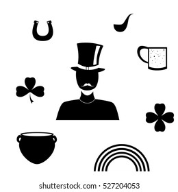 set of icons in the style of a flat design on the theme of Ireland.
