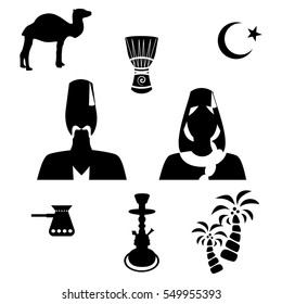 set of icons in the style of a flat design on the theme of turkey.