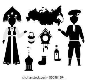 set of icons in the style of a flat design on the theme of russia.