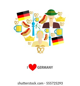 set of icons in the style of a flat design on the theme of germany.
