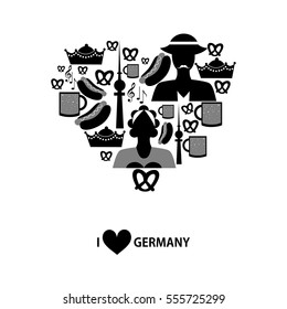 set of icons in the style of a flat design on the theme of germany.
