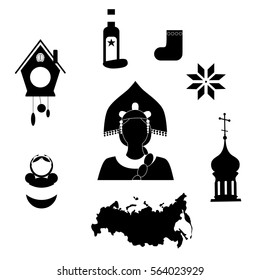 set of icons in the style of a flat design on the theme of russia.