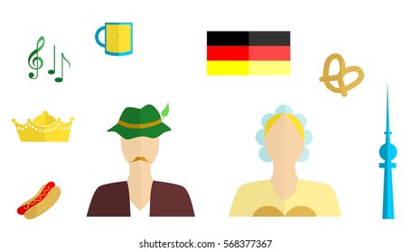 set of icons in the style of a flat design on the theme of germany.