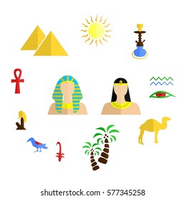 set of icons in the style of a flat design on the theme of egypt.