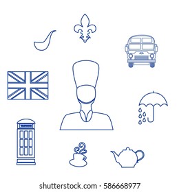 set of icons in the style of a flat design on the theme of Great Britain.