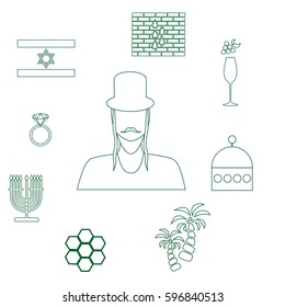 set of icons in the style of a flat design on the theme of israel.