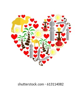 set of icons in the style of a flat design on the theme of arabs.