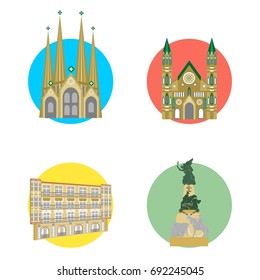 set of icons in the style of a flat design on the theme of spain.