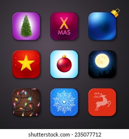 Set of icons stylized like mobile app. Vector illustration. Vector illustration.
