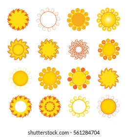 Set of icons of stylized sun. Vector illustration.