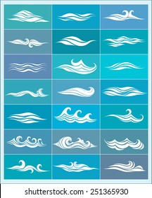 iconos de conjunto, ondas estilizadas del elemento del diseño
