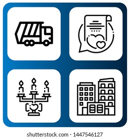 Set of icons icons such as Garbage truck, Vows, Wedding, Building , icons