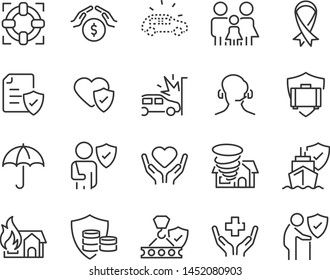 set of icons, such as risk, help, service, care