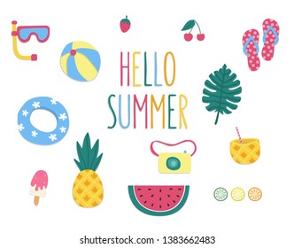 Set of icons for summer