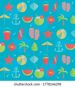 set of icons summer in the beach vector illustration design