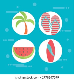 set of icons summer in the beach vector illustration design