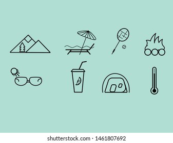 set of icons for the summer theme

