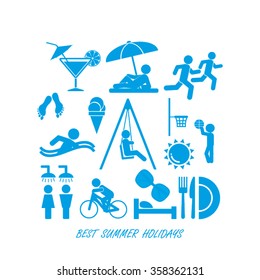set of icons of summer vacation
