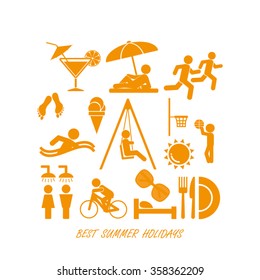set of icons of summer vacation